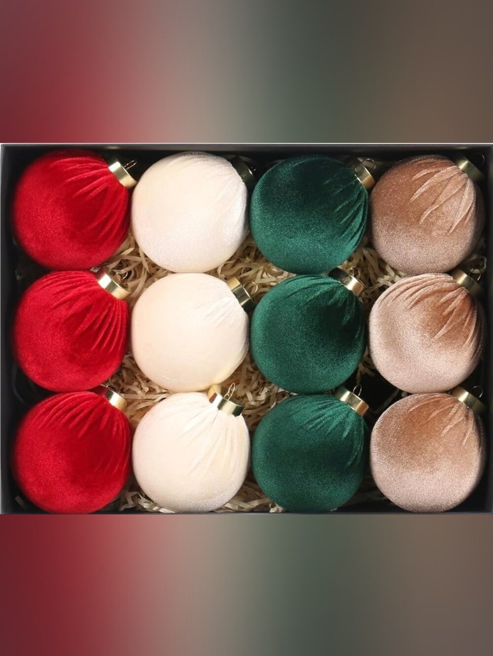 Super Holiday 3.14" Velvet Christmas Balls, 12PCS 80MM Plastic Christmas Balls
